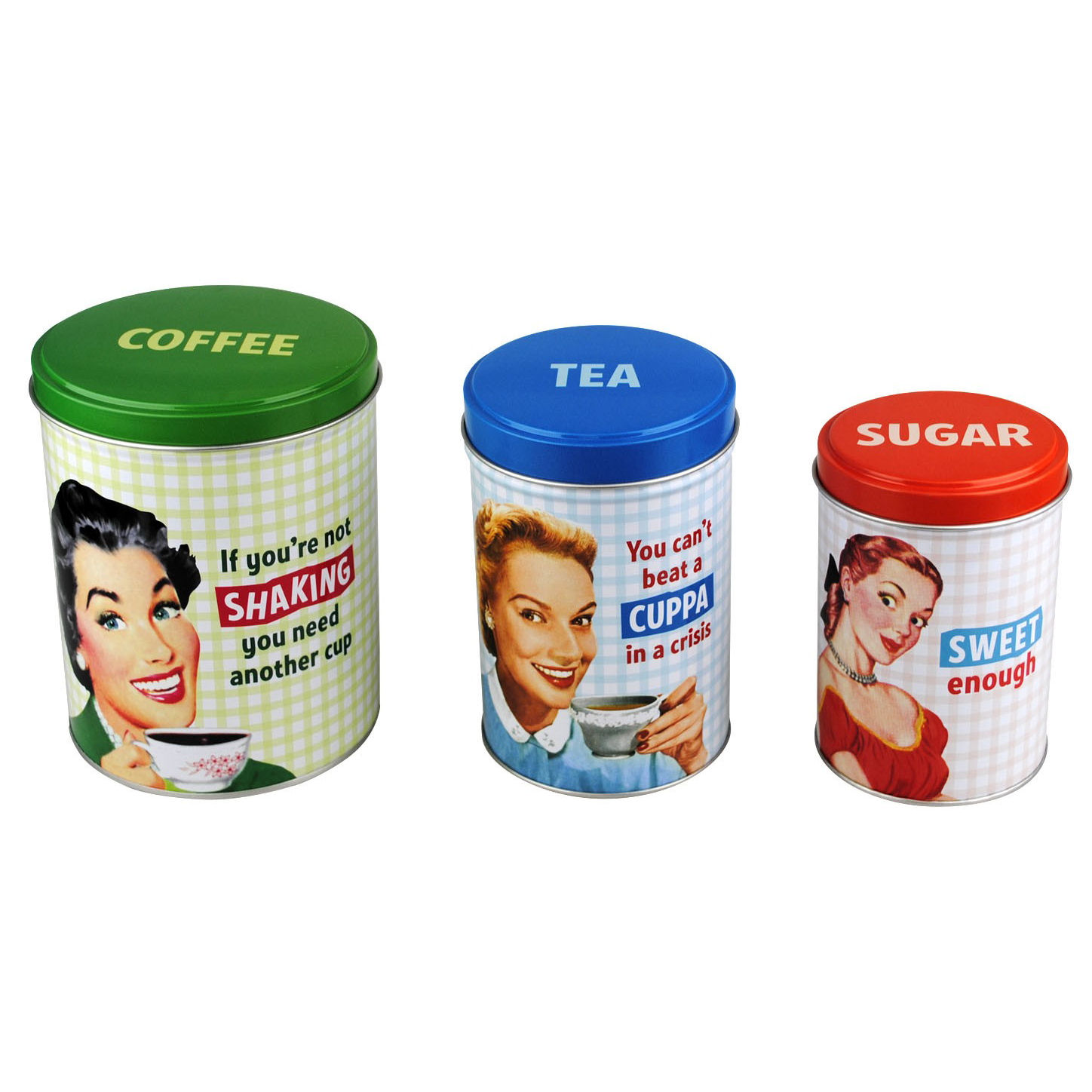 NEW TEA COFFEE SUGAR CANISTERS JAR RETRO KITCHEN HUMOUR | eBay