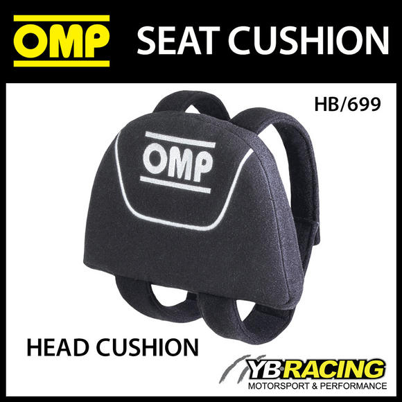 HB/699 OMP RACING SEAT HEAD/HELMET SUPPORT CUSHION in BLACK WITH FITTING STRAPS