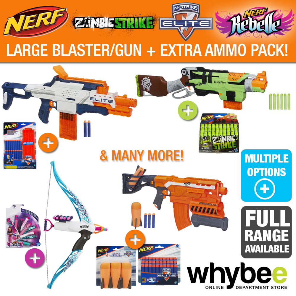 LARGE NERF BLASTERS AND DART AMMO PACKS COMBO SETS! REBELLE ZOMBIE N ...