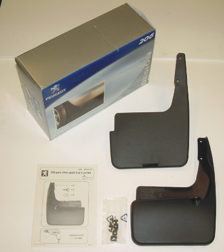 PEUGEOT 206 STYLED MUD FLAP SET [Hatchback and CC models with sports bumpers]