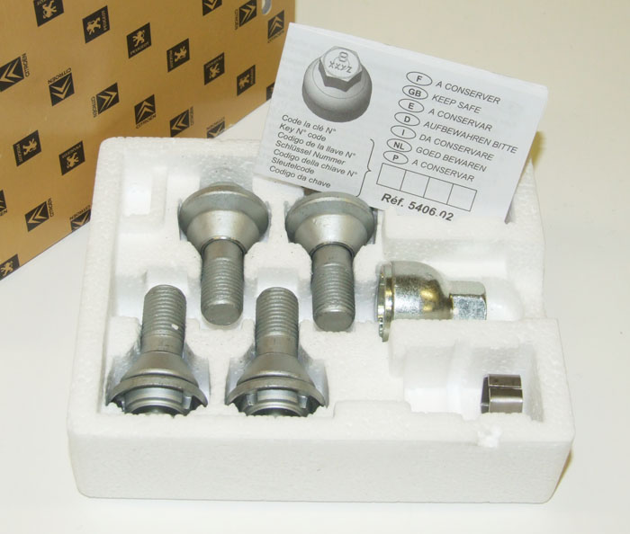 PEUGEOT 807 LOCKING ALLOY WHEEL BOLTS [Fits all 807 models] MPV GENUINE PARTS