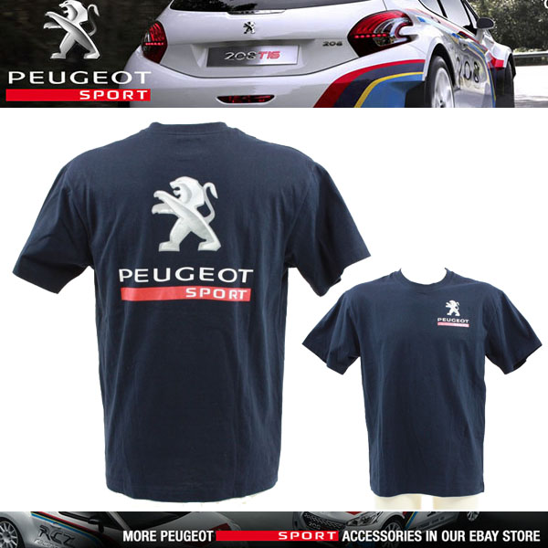 NEW! PEUGEOT SPORT RALLY MENS T-SHIRT NAVY/WHITE 100% COTTON ALL SIZES