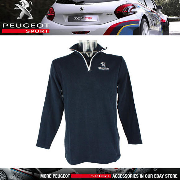 NEW! PEUGEOT SPORT SWEATSHIRT NAVY with WHITE TRIM ZIP TOP 60% COTTON / 40% POLY Thumbnail 1