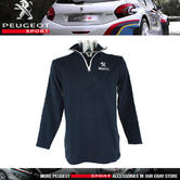 NEW! PEUGEOT SPORT SWEATSHIRT NAVY with WHITE TRIM ZIP TOP 60% COTTON / 40% POLY