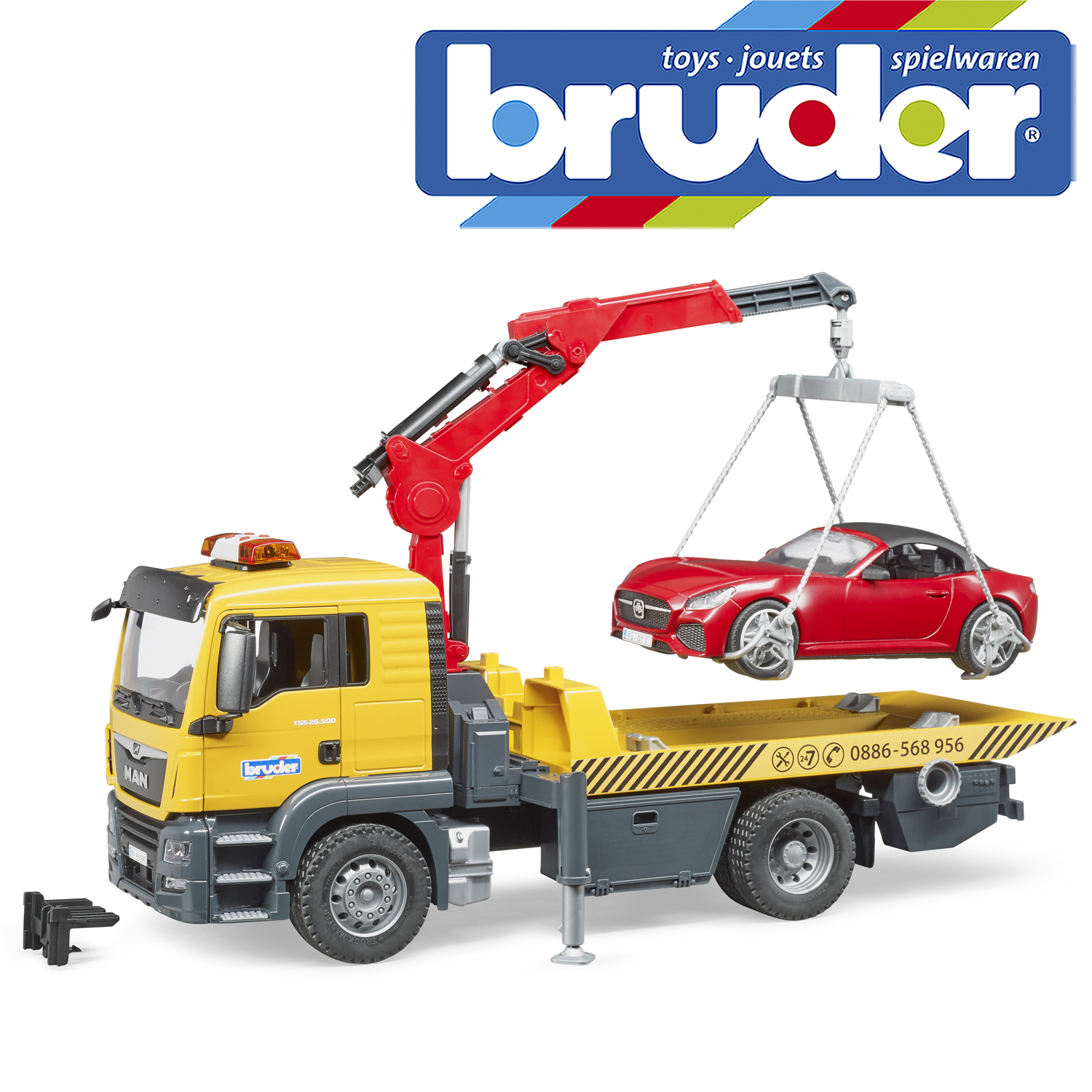 Bruder MAN TGS Tow Truck With Bruder Roadster L&S Module Toy Model ...