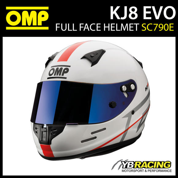 SC790E OMP KJ-8 KJ8 Kart Helmet Karting CMR Full Face inc 2 Visors Sizes 52-59cm