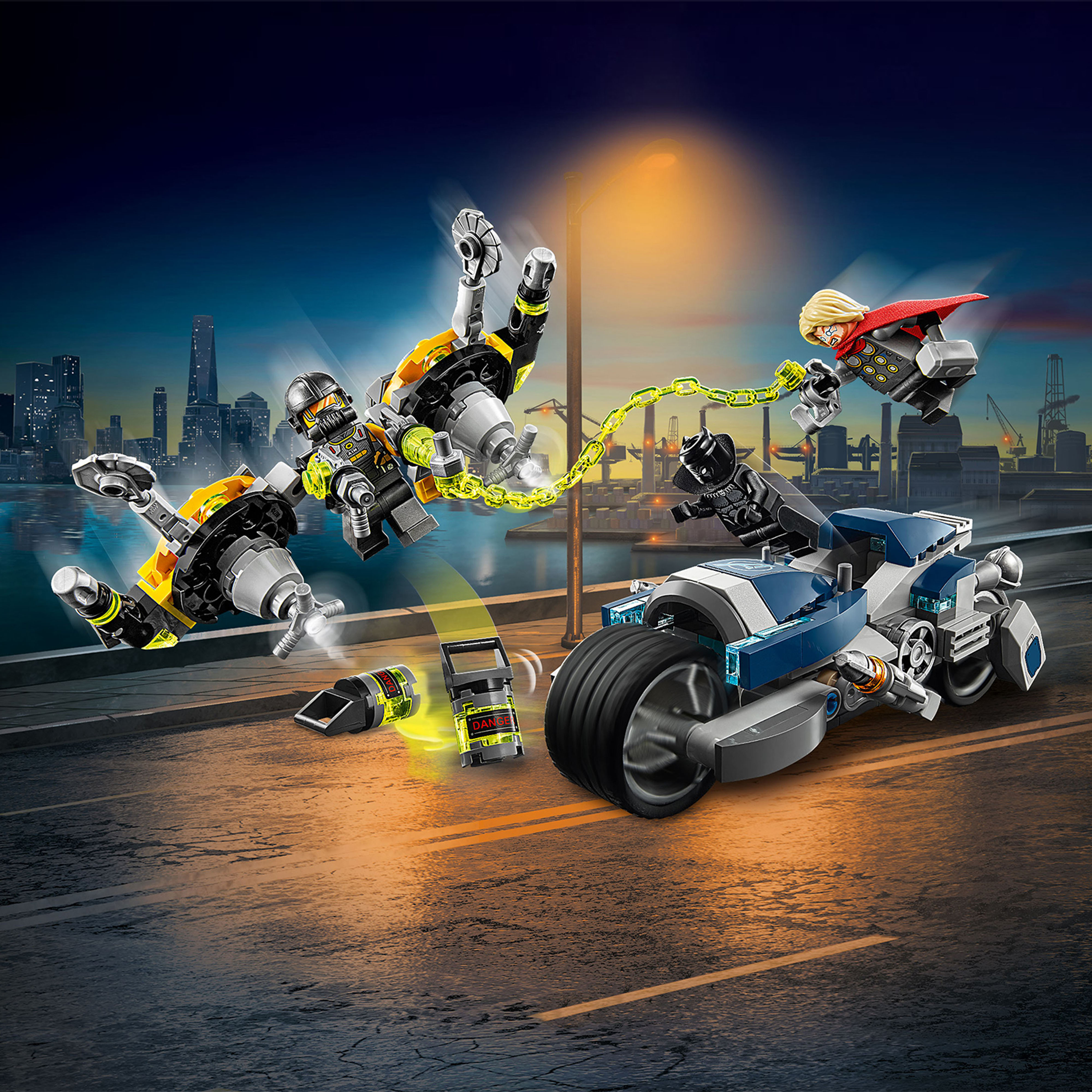 lego marvel avengers speeder bike aanval