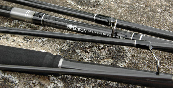 BISON 5 SECTION TRAVEL SPINNING ROD 10-60 GRAM, SALMON TROUT SEA - Foto 11