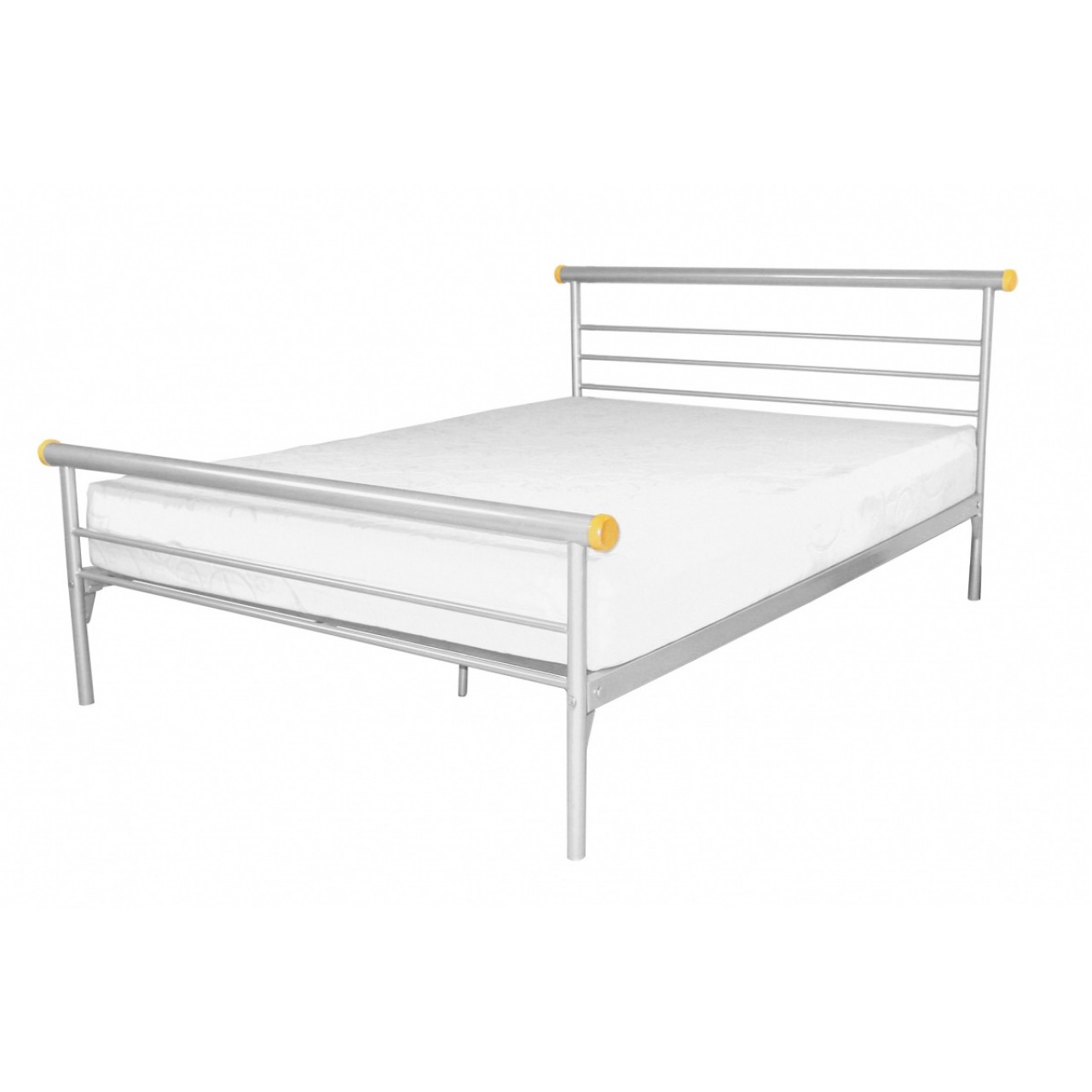 Celine Single/Double Silver Coated Metal Bed Frame Sprung Slatted Base ...