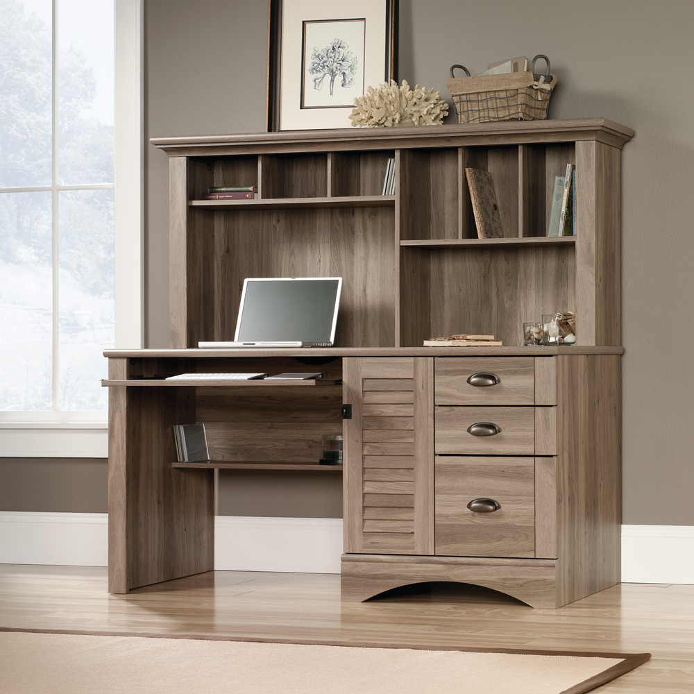 Teknik Office Louvre Hutch Desk Solid Wood In Salt Oak Finish Ebay