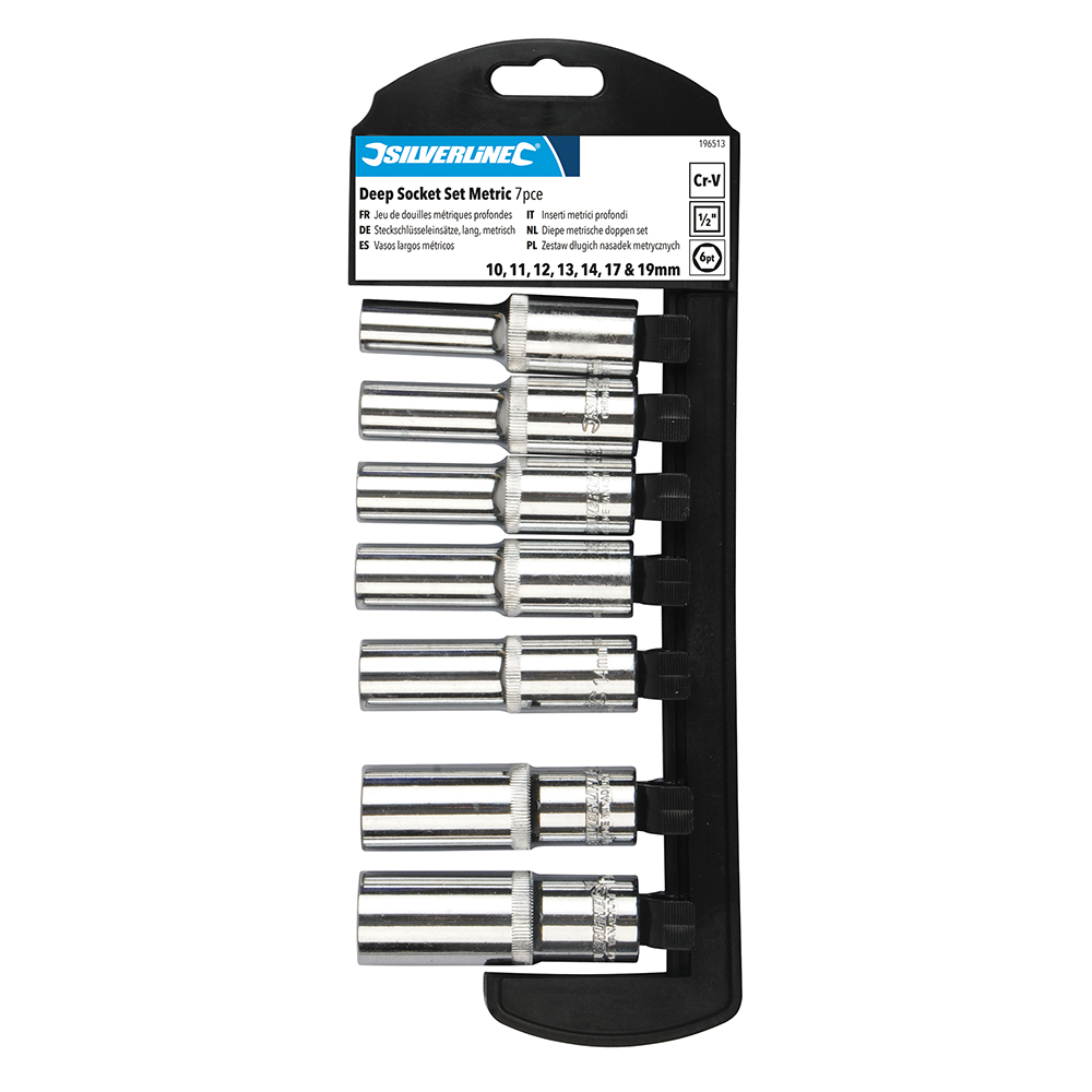 Silverline 598447 Socket Set 1//2/" Drive Metric 7pce 10-19mm