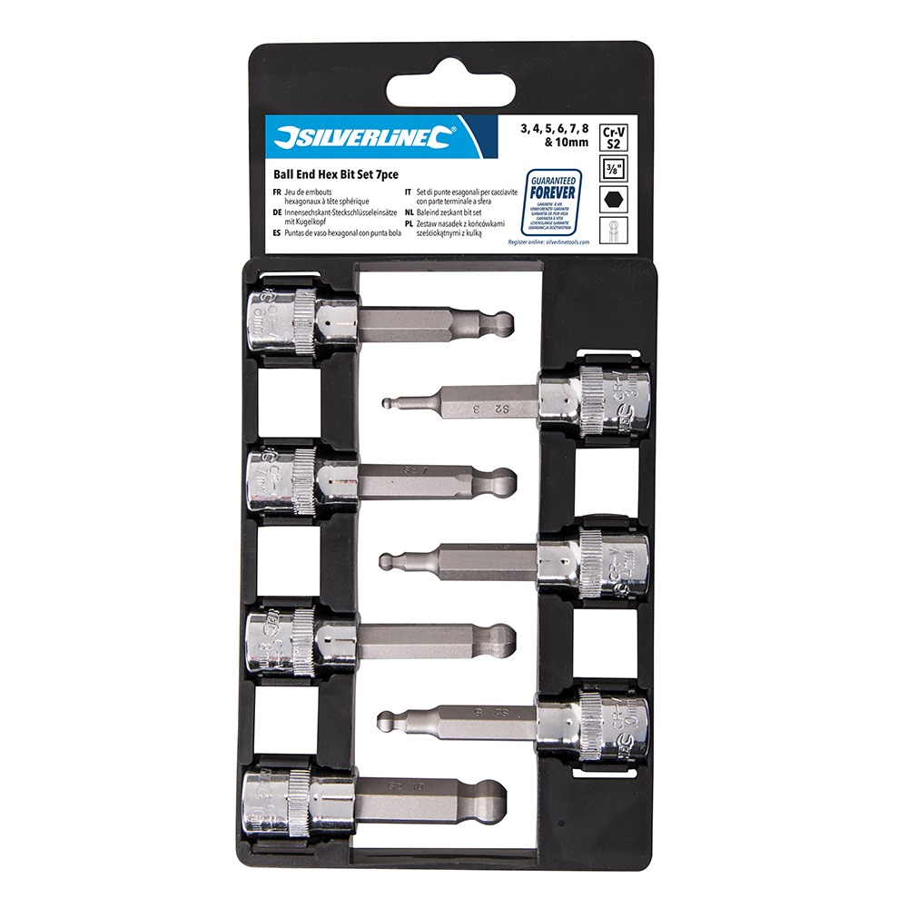 Silverline Metric Allen Hex Key Bit Set 3/8" Socket Set Drive 7pce Garage Equipment & Tools Hand
