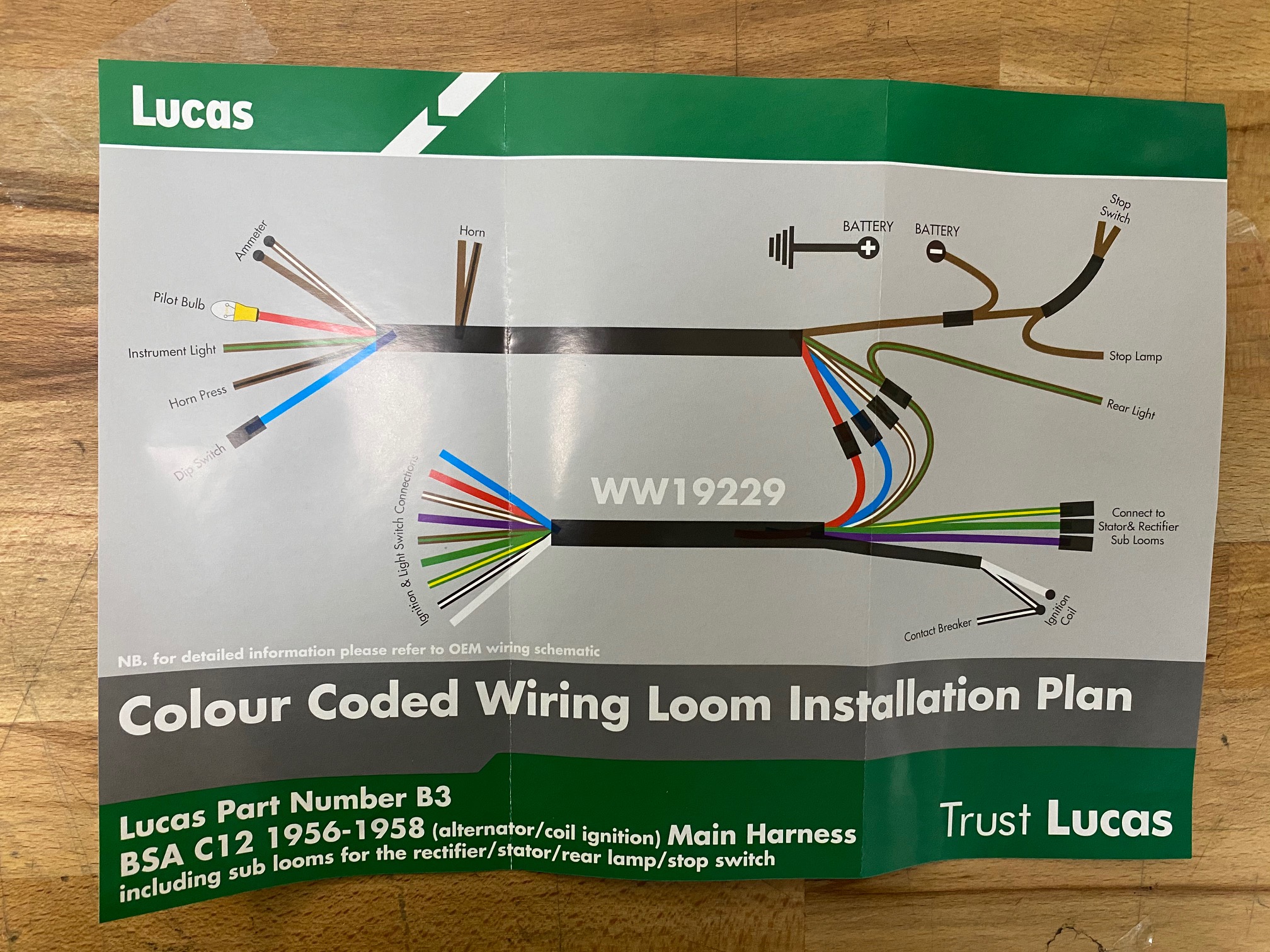 Lucas Main Wiring Harness BSA C12 B3 Motorcycle Wiring Loom | eBay