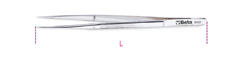 Beta Tools 992 Straight Thin Stainless Steel Pin Spring Tweezers 150mm 009920001