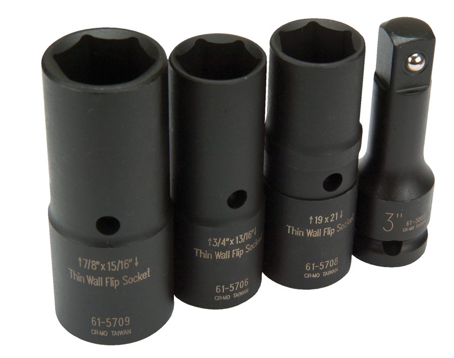 Carlyle Tools by NAPA 615711 4pc 1/2" Drive Deep Thin Wall Flip Socket