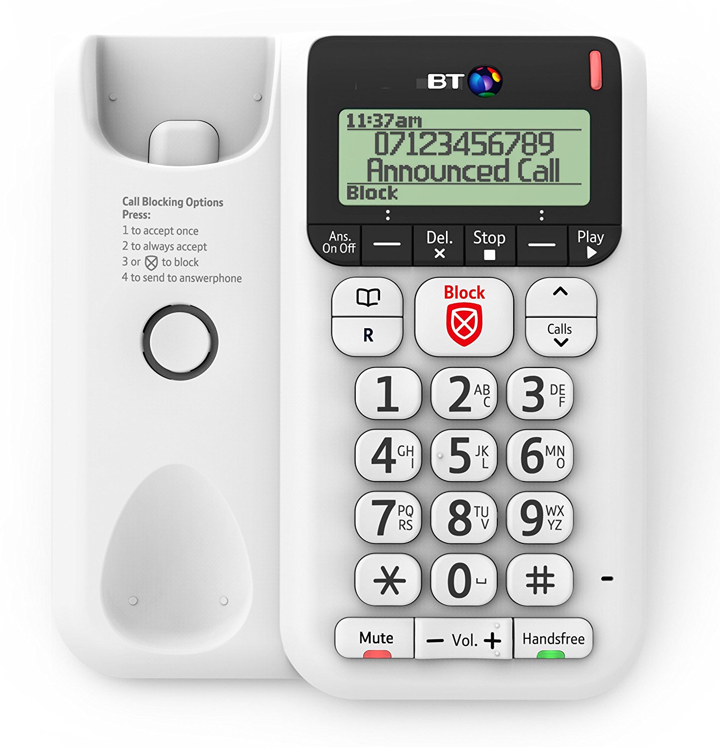 BT Decor 2600 Corded Home Phone with Advanced Call Blocker {White} B+