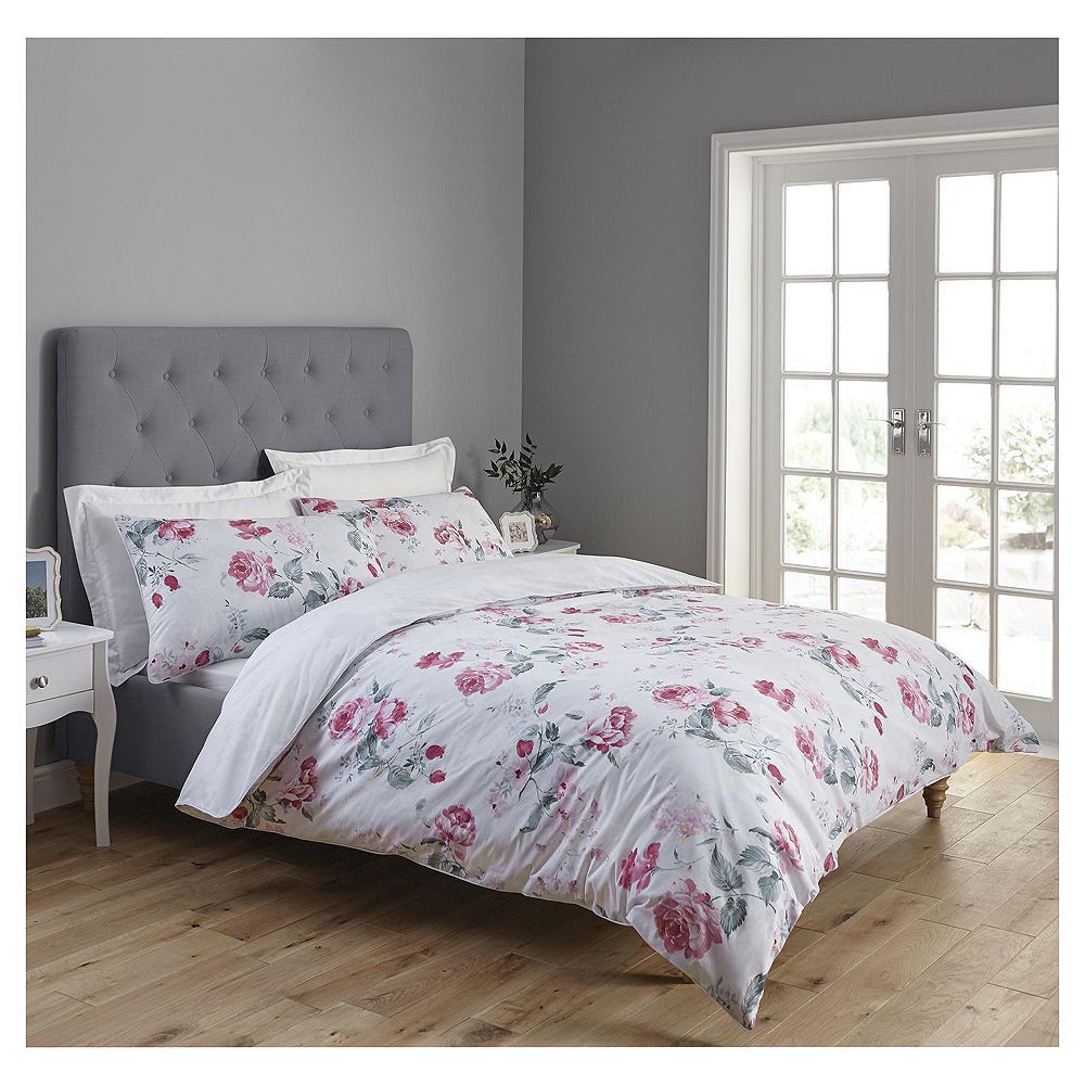 New Tesco Fl Single Duvet Pillowcase Set Pink Shadow Grey Grade Of