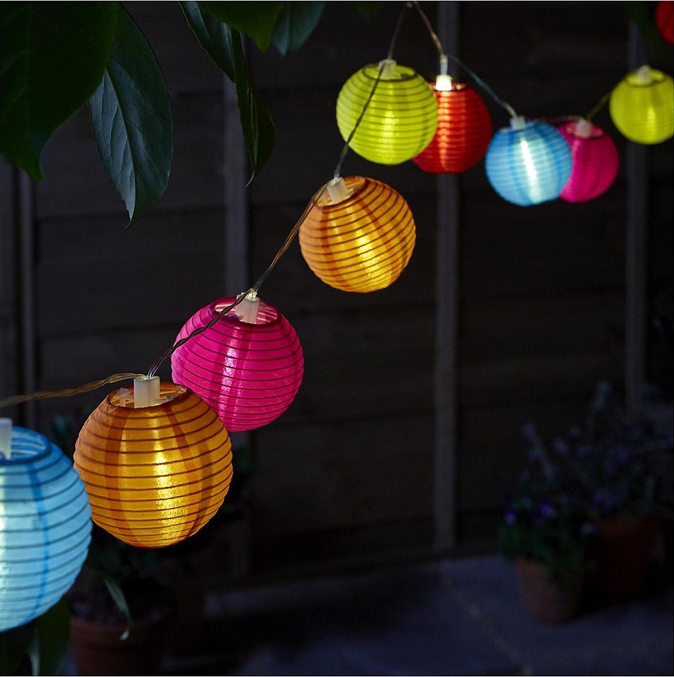 New Tesco 10 Multi Coloured Garden Solar Lantern String Lights Grade Of