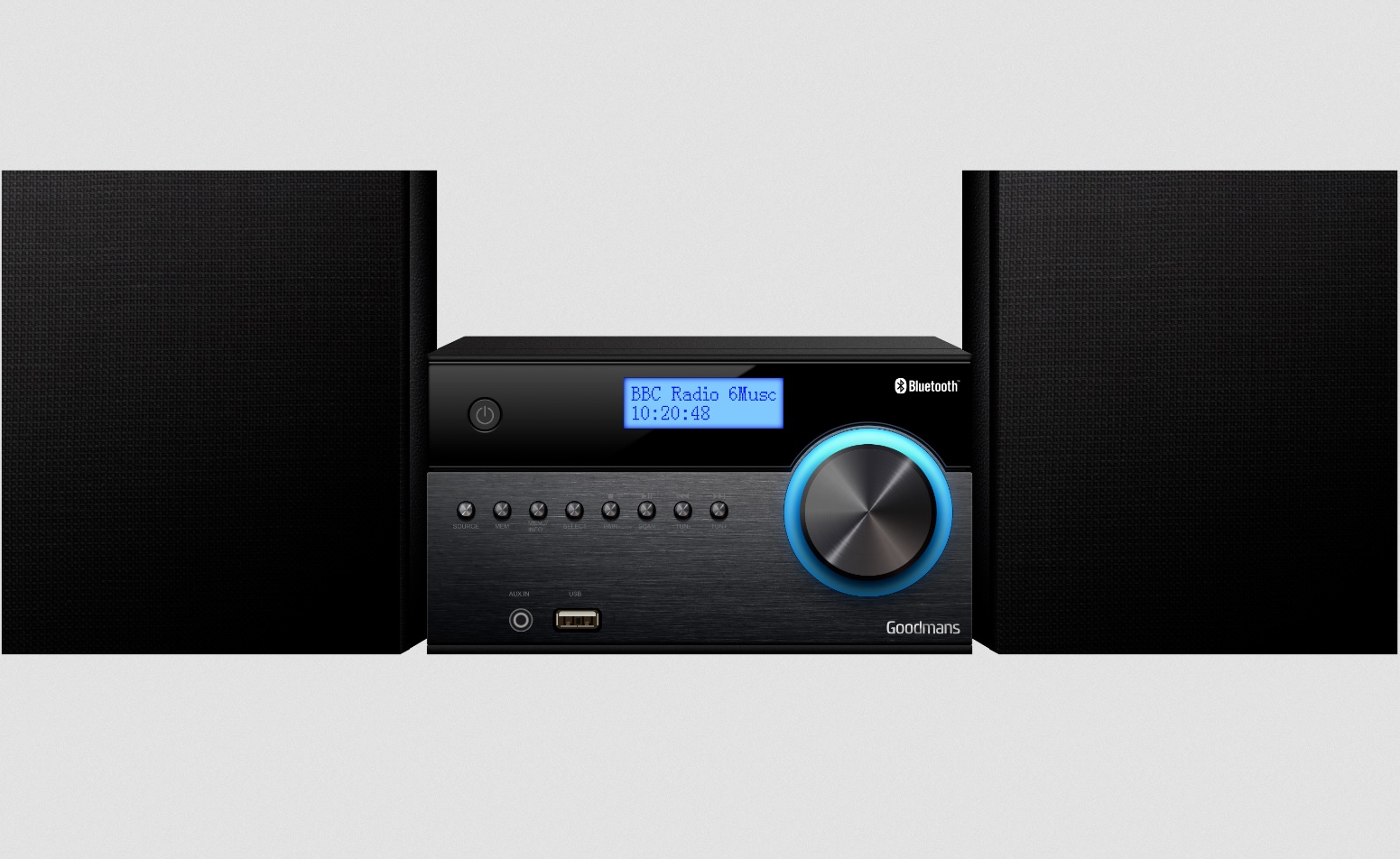 Goodmans Bluetooth DAB+ Radio & CD Player Micro HiFi System (Black) B+