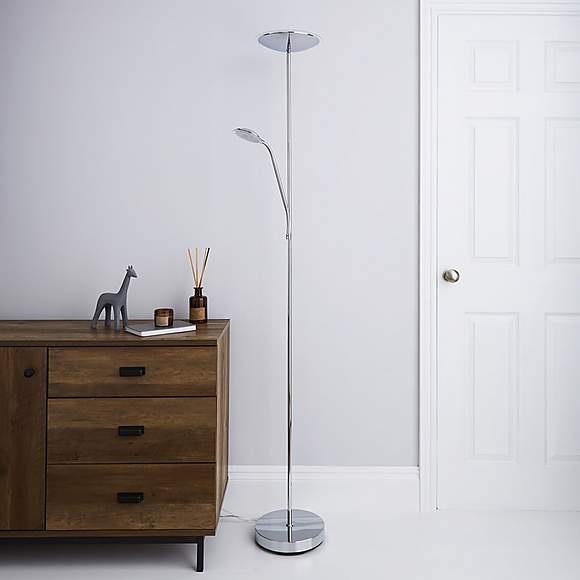 Dunelm Lambert Adjustable 2 Arm LED Reading Floor Lamp H182cm (Chrome