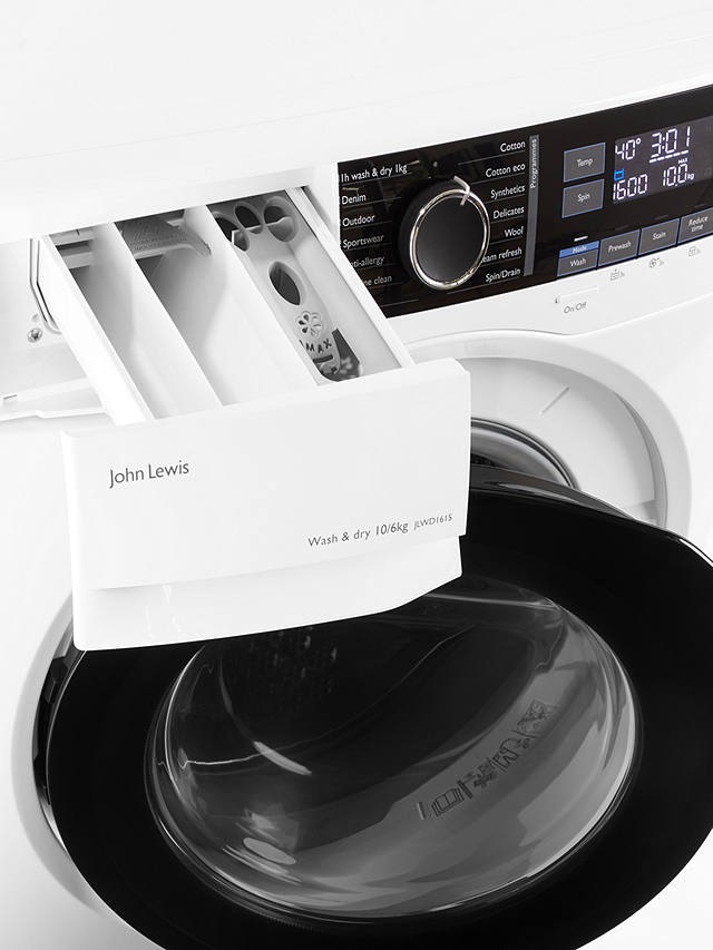 John Lewis & Partners JLWD1615 10kg Capacity Washer Dryer White