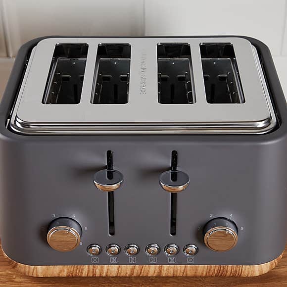 Dunelm Contemporary Variable Width 4 Slice Toaster 1750W (Matt Grey