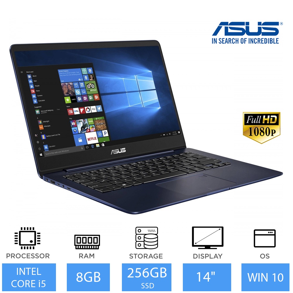 Asus Zenbook UX430UA 14" Light Weight Ultrabook Core i5-8250U 8GB RAM ...