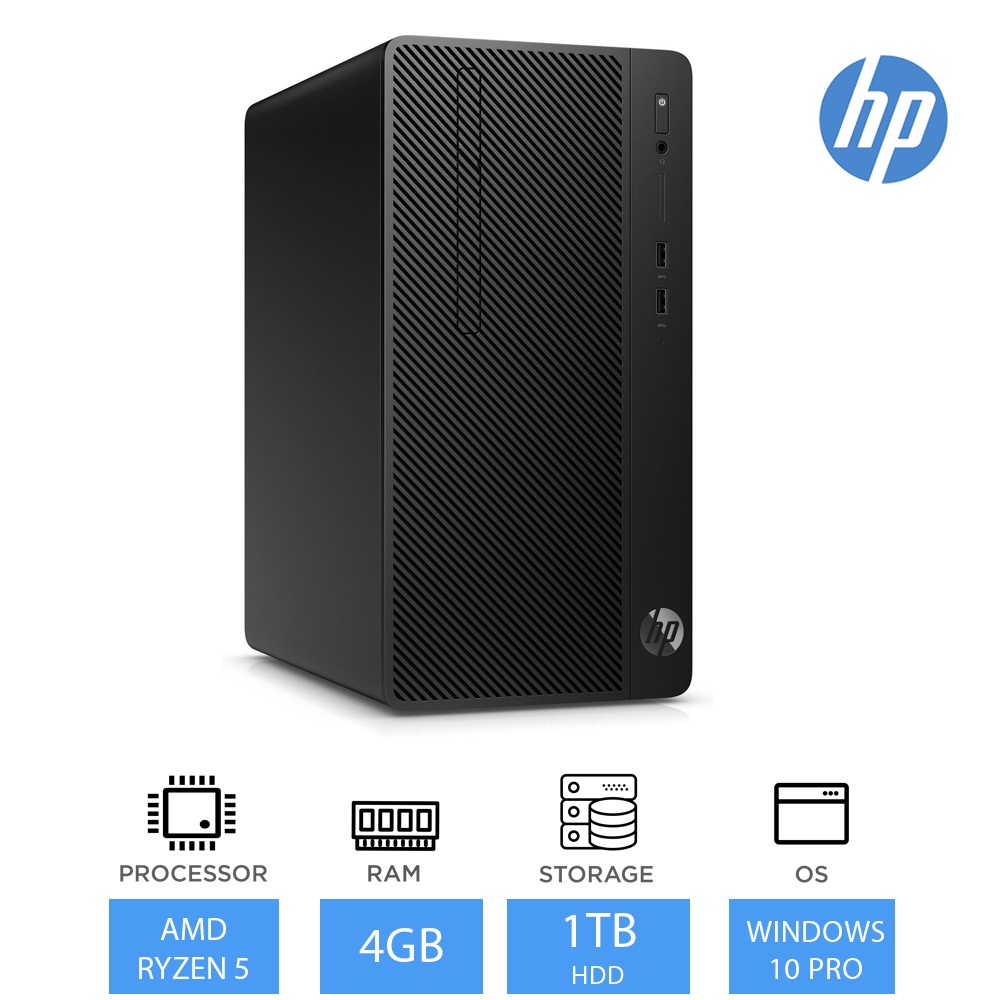 HP 285 G3 MT Desktop PC AMD Ryzen 5 2400G 4GB RAM, 1TB HDD DVDRW ...