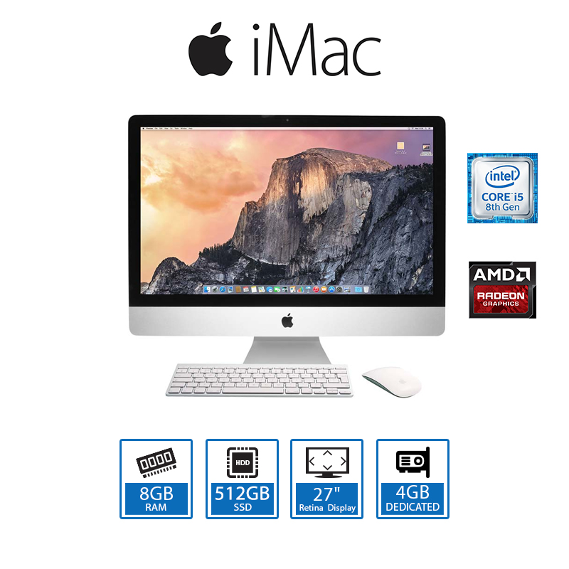 Apple iMac (2019) 27" AllinOne Desktop PC Core i5 (8th Gen) 8GB RAM