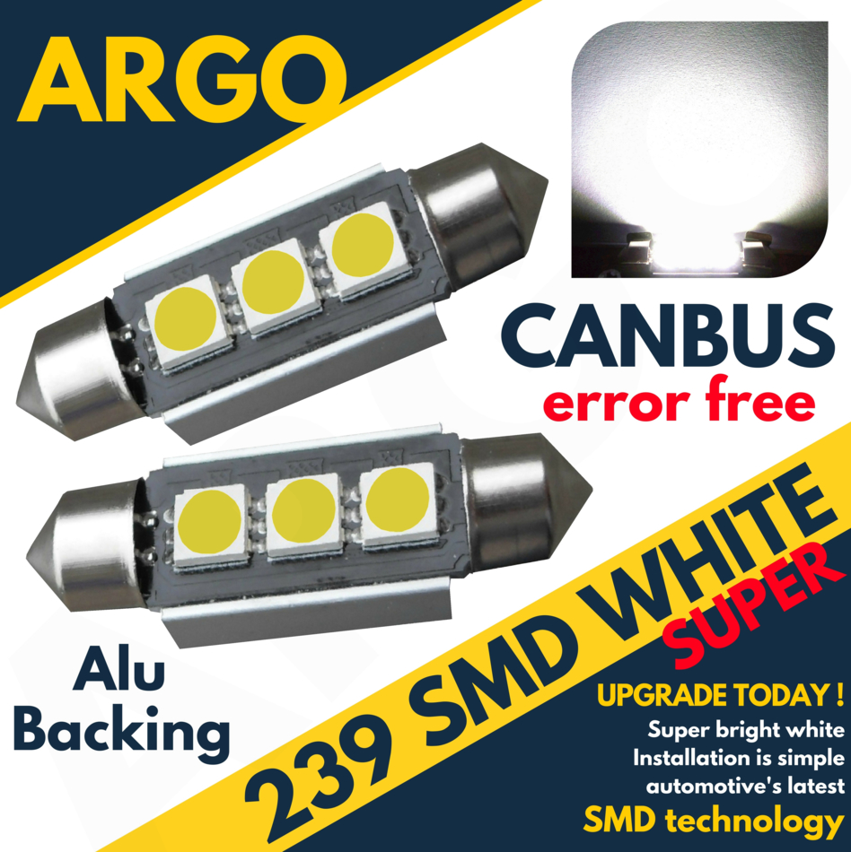 239 3 SMD LED XENON WHITE FESTOON CANBUS ERROR FREE NUMBER PLATE LIGHT BULBS 272