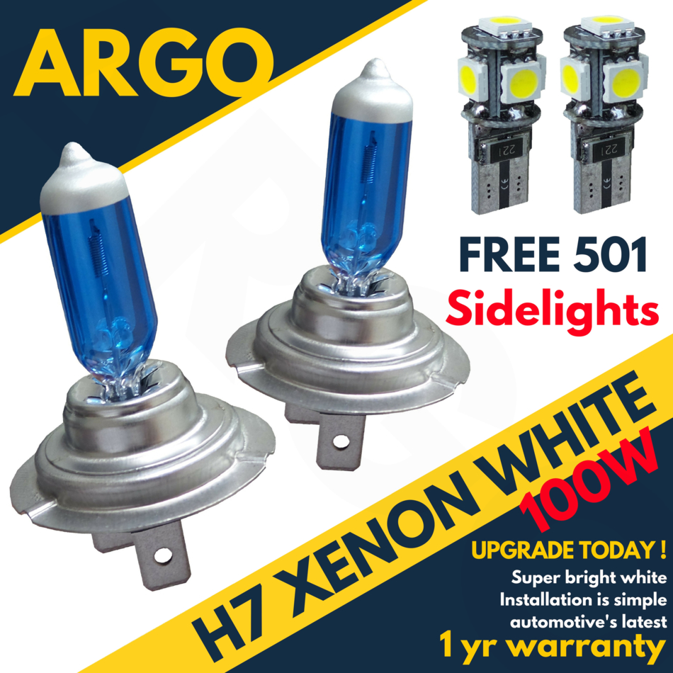 LED 501 SIDELIGHTS H7 100W SUPER WHITE XENON 499 12V DIPPED HEADLIGHT BULBS