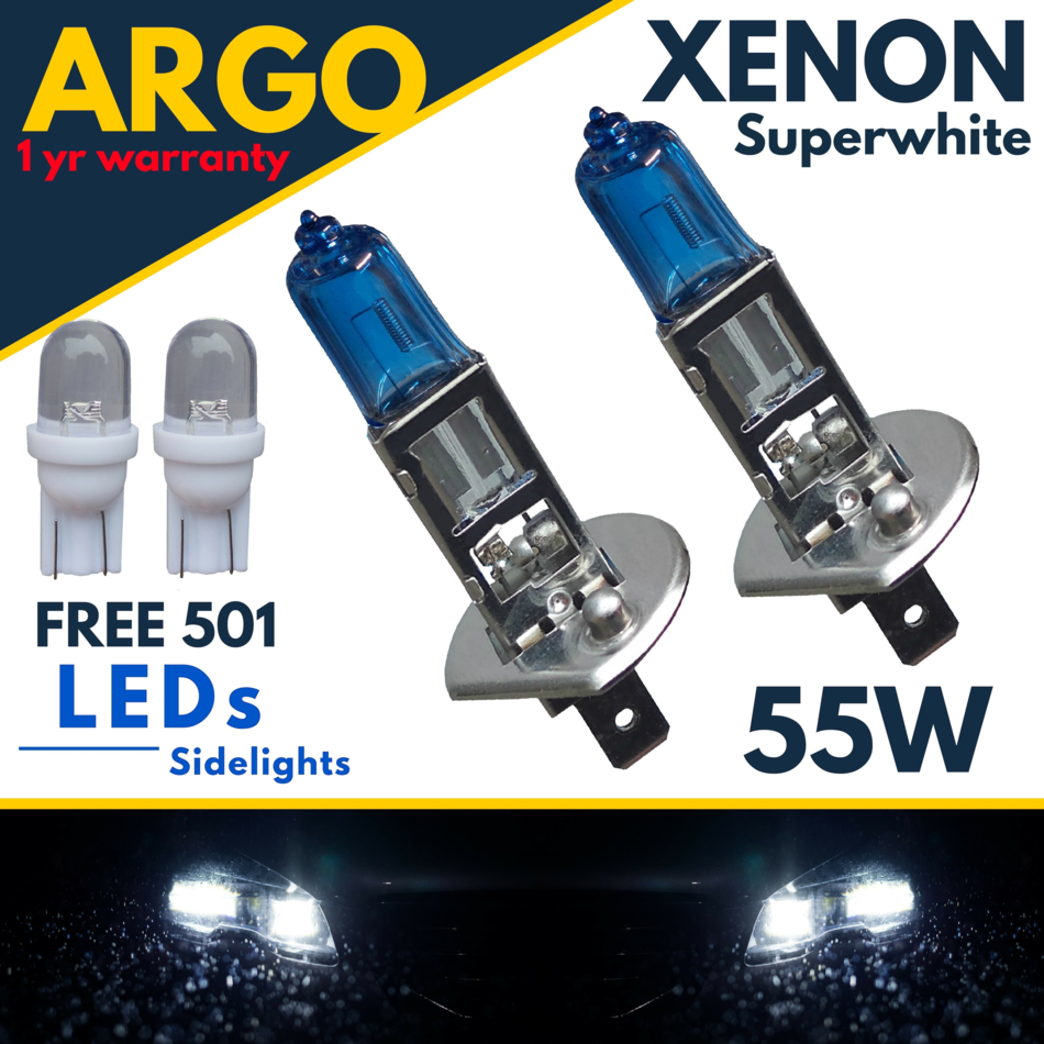 Argo Xenon White Headlight Bulb Kit – H7, H1, H11, 501 (8 Bulbs Total)