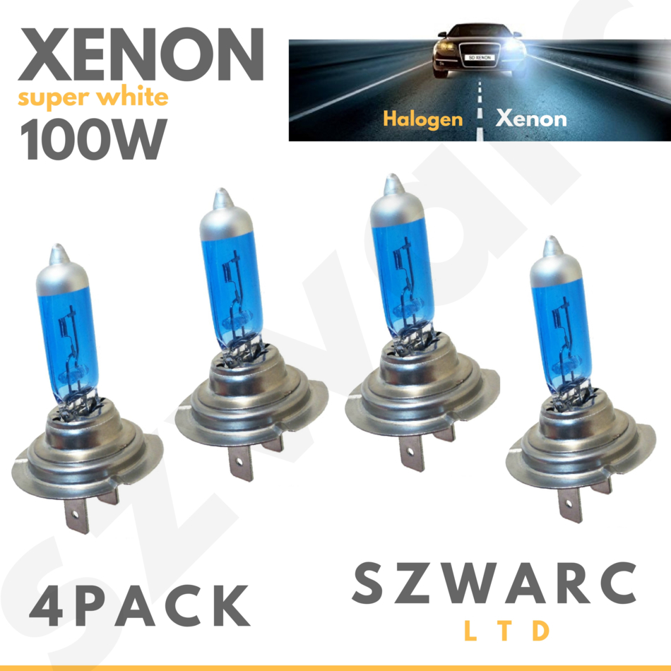 H4 100W 12v Xenon Extreme White Headlight Bulbs x2