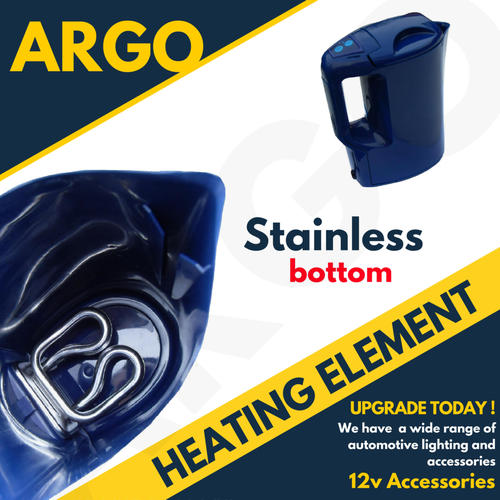 12 VOLT HOT WATER KETTLE CAMPING TOURING CARAVAN 12V BLUE HOLIDAY