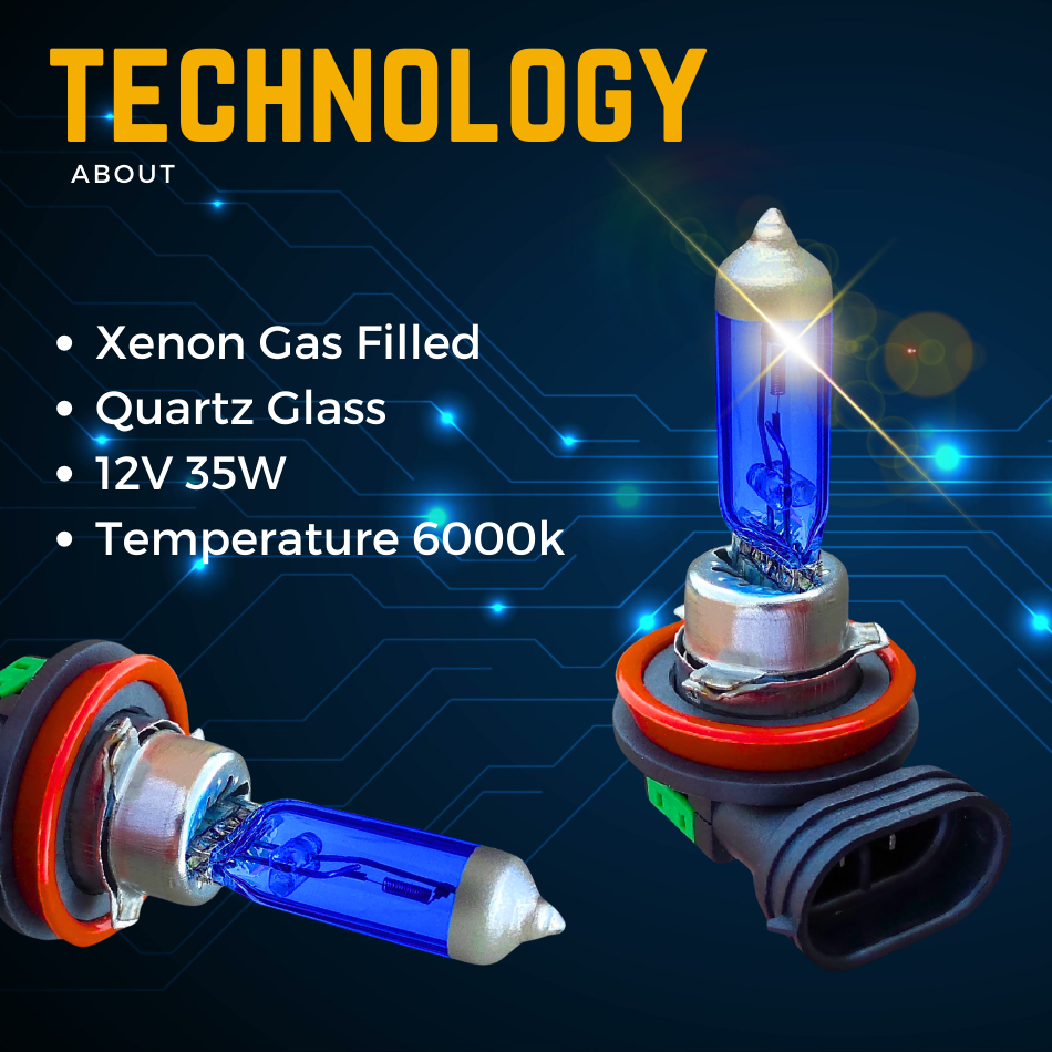 H8 35W Bi-Xenon HID Conversion Bulbs - CANBUS Error Free, Super White (5000K-8500K), 2-Pack For Headlights Or Fog Lights