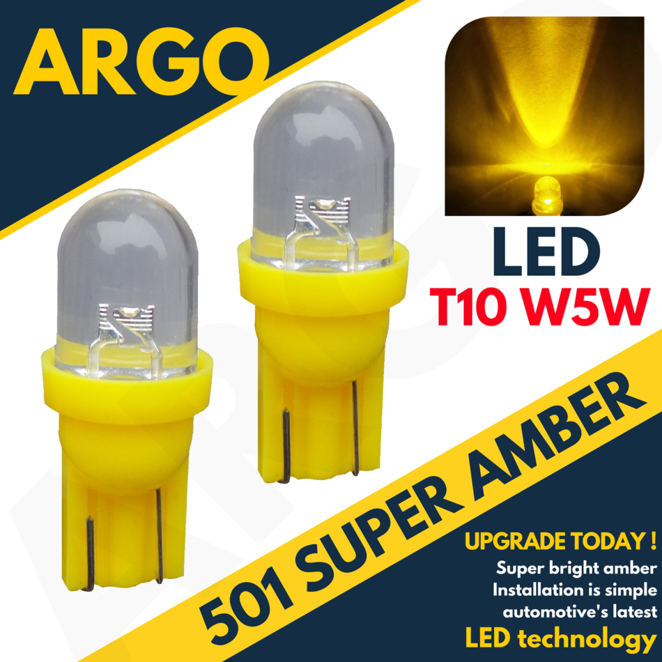 2x 501 Led Amber Orange Indicator Signal Turning Side Light Car Bulb