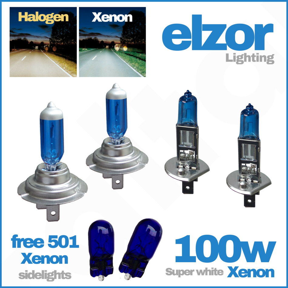100W SUPER WHITE HEADLIGHT HEADLAMP BULB SET OF 2 H1 100w 12V 50/% BRIGHTER