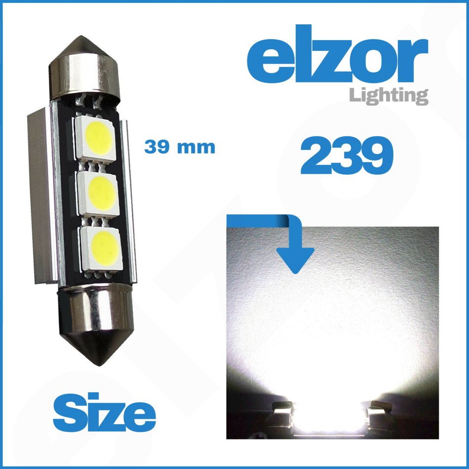36mm 2 LED SMD C5W 272 239 Plaque Minéralogique intérieur feston ampoules Xenon Blanc x 2