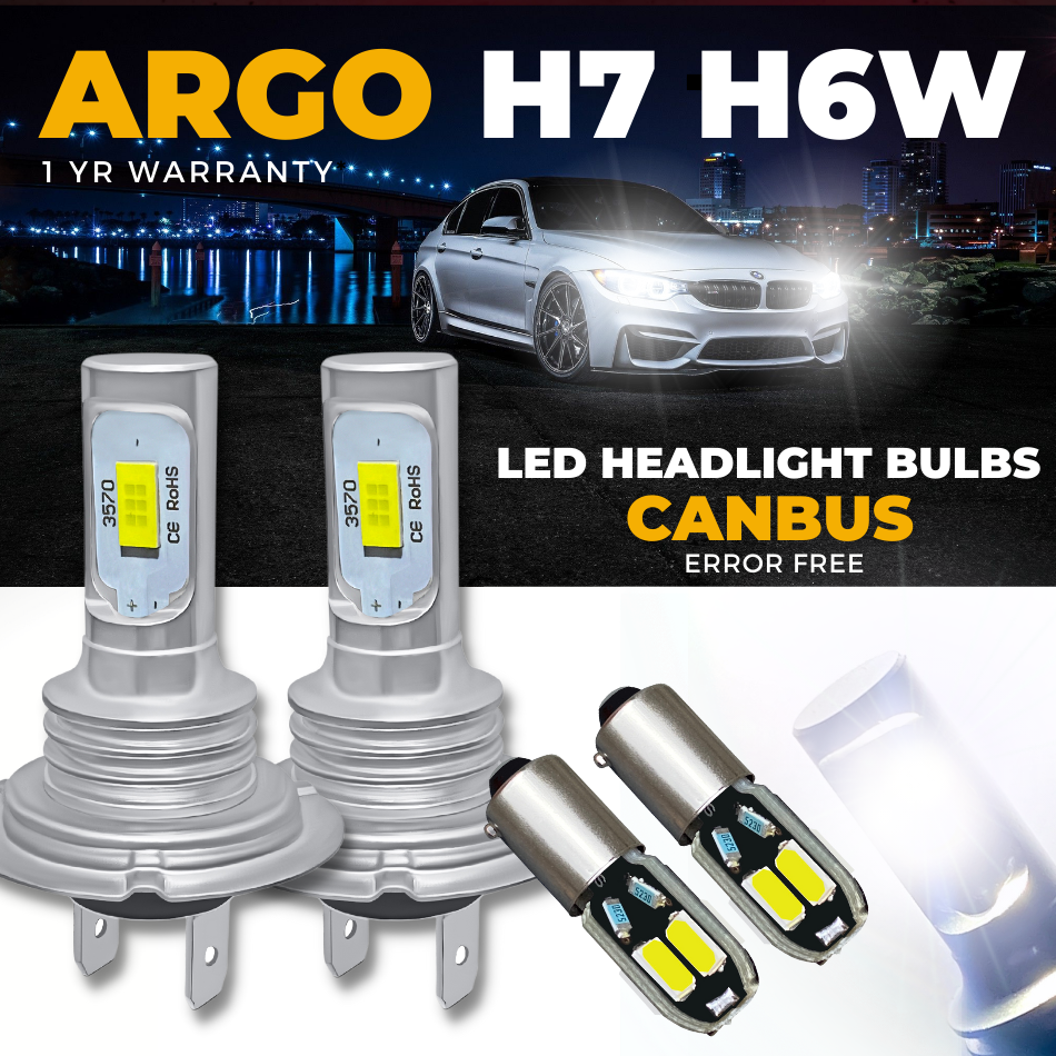 thumbnail image 2 of Argo LED Headlight Bulb Kit – BMW F30 F31 2011-15, H7 + H6W, Cold White 6000K 2 of 4