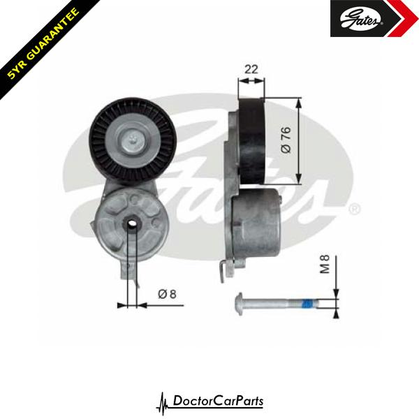 Gates Belt Tensioner Pulley Alternator for FORD MONDEO 1.8 TDCi FFBA QYBA BA7