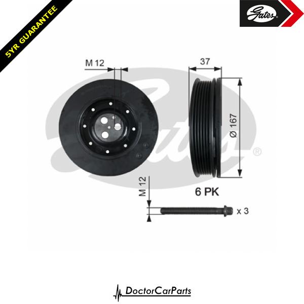 Gates Crankshaft Crank Pulley for FORD MONDEO 2.0 2.2 CHOICE2/2 TDCi TDDI