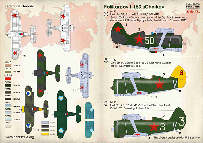 Print Scale Decals 1 72 Polikarpov I 153 Chaika Ebay