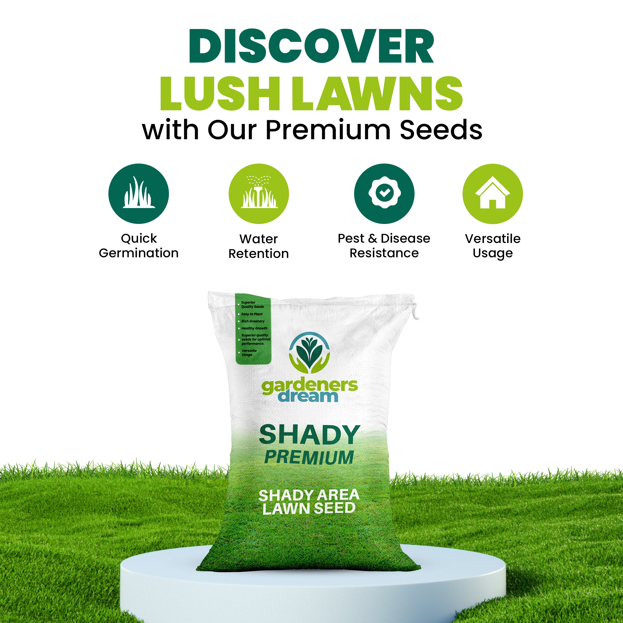 GARDENERS DREAM SHADY LAWN DARK AREA UNDER TREES QUALITY ASSURED GRASS SEED - Picture 45 of 55