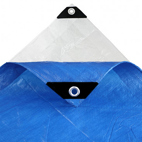 WHITE & BLUE STANDARD 110GSM WATERPROOF TARPAULINS WITH EYELETS VARIOUS