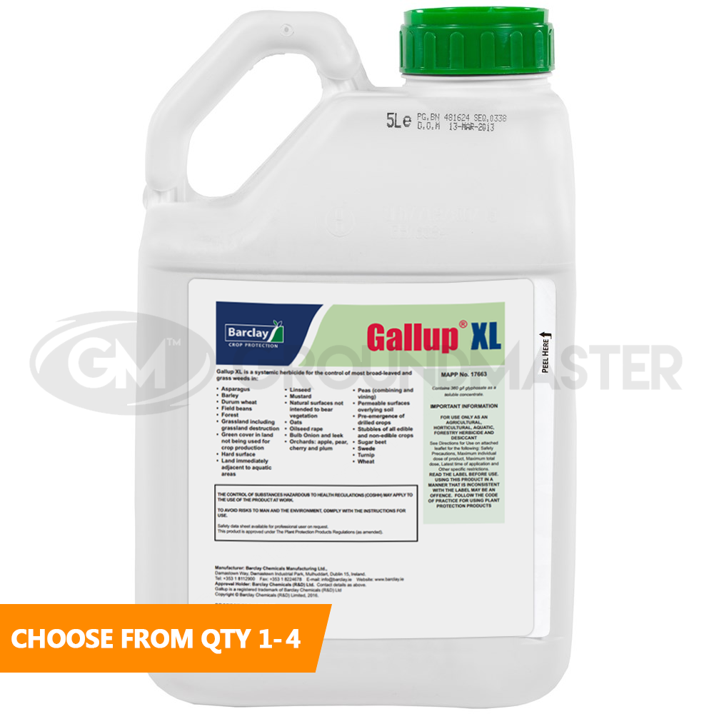5L Gallup XL Very Strong Professional Glyphosate Weedkiller Kills Weeds