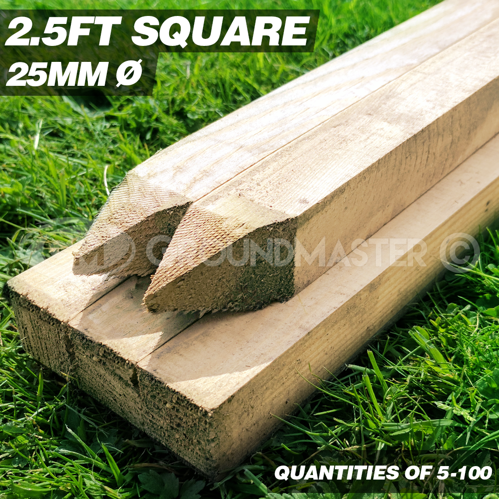 GroundMaster 2.5ft Stakes 750mm Wooden Timber Tree Post Treated Support