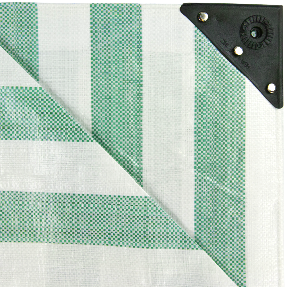 GroundMaster 170gsm Green/White Striped Tarpaulin Heavy Duty Market