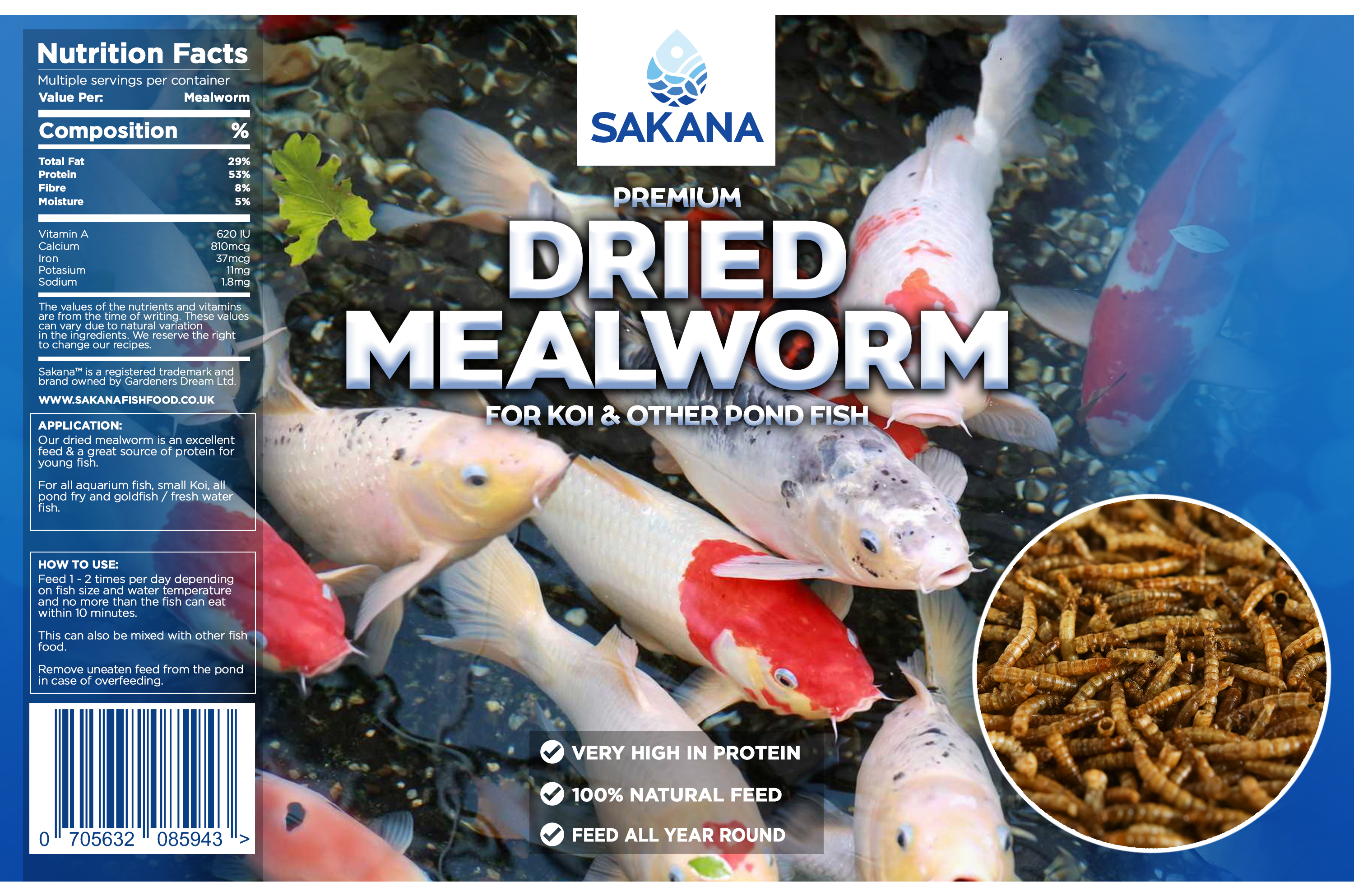Sakana High Energy Dried Mealworms Premium Balanced ProteinRich Fish Food Feed eBay