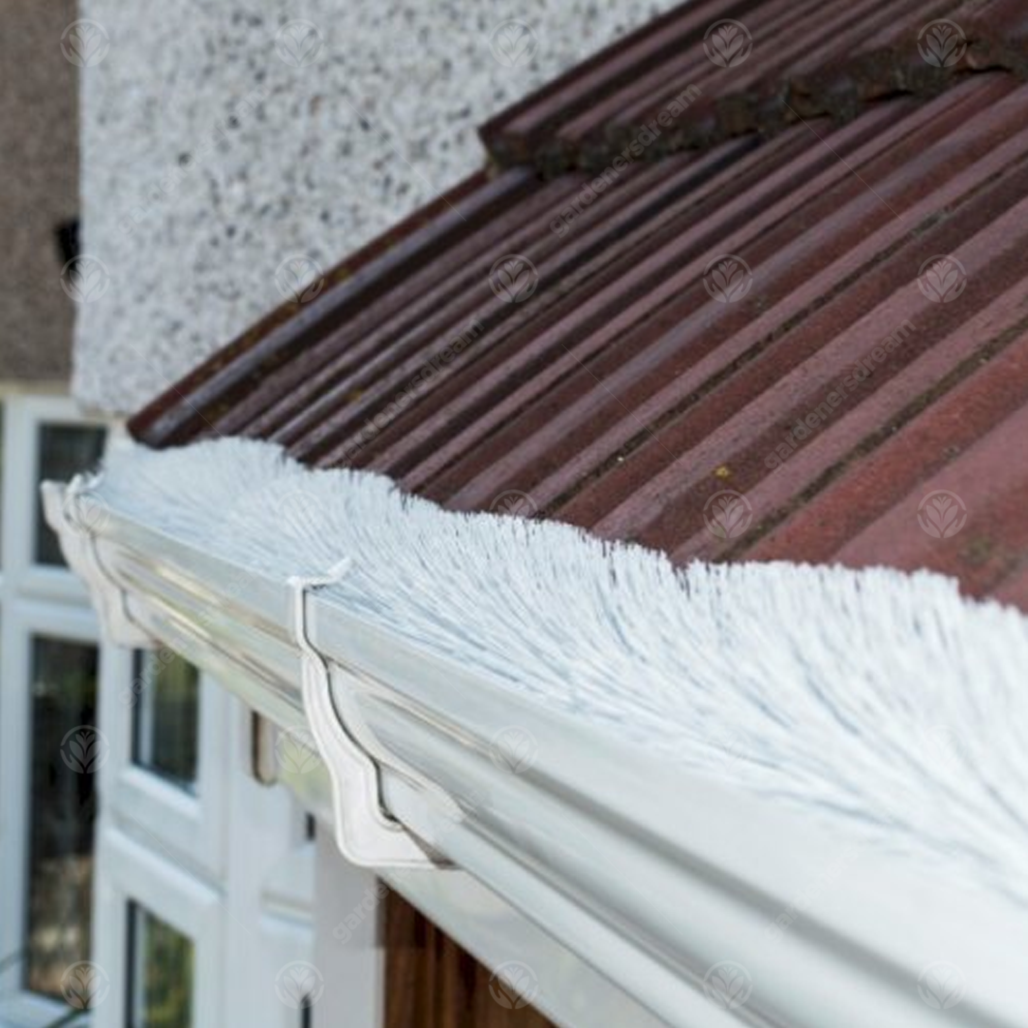 GardenersDream White Gutter Brush Downpipe Bristle Drain Guard (4m