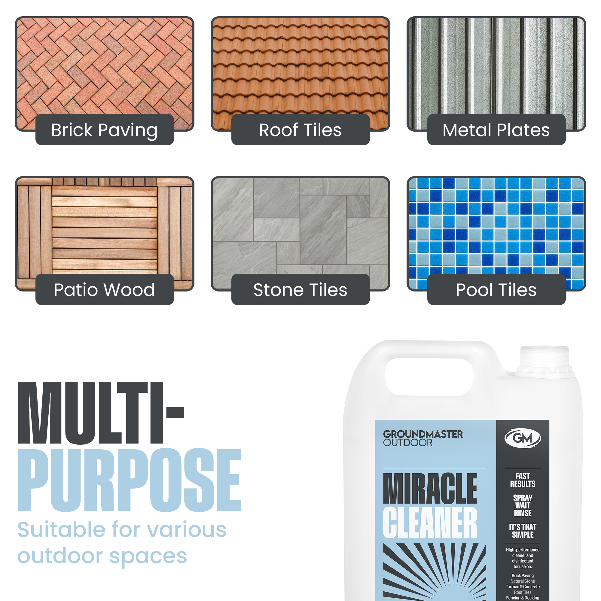 GROUNDMASTER Miracle Patio Cleaner Spray and Leave Algae Remover Fast Results 5L - Picture 8 of 18